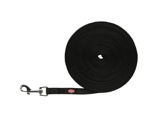 Trixie Tracking leash rubberised S-M: 10 m/15 mm - black