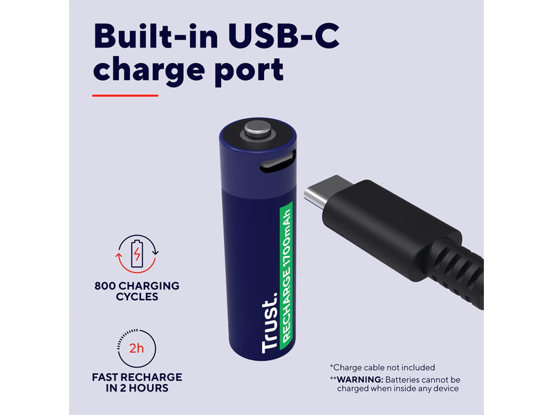 Trust 2 x AA USB-C Rechargeable