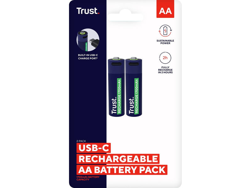 Trust 2 x AA USB-C Rechargeable