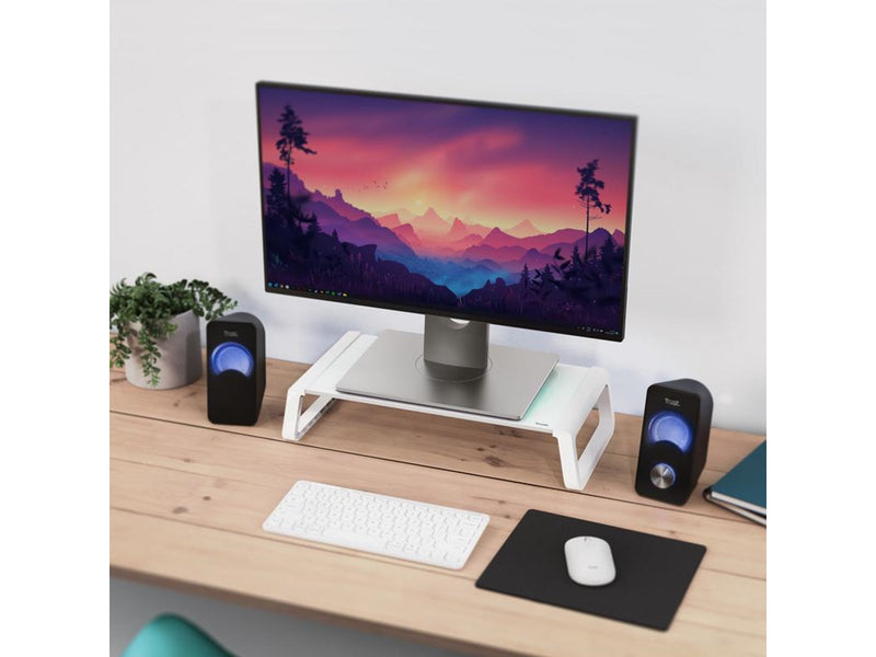 Trust Monta - Tempered glass monitor stand - White