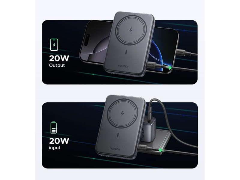 UGREEN 10000mAh Magnetic Wireless Power Bank 20W PD USB-C Input/Output 7.5W Wireless Charging - 10000 mAh