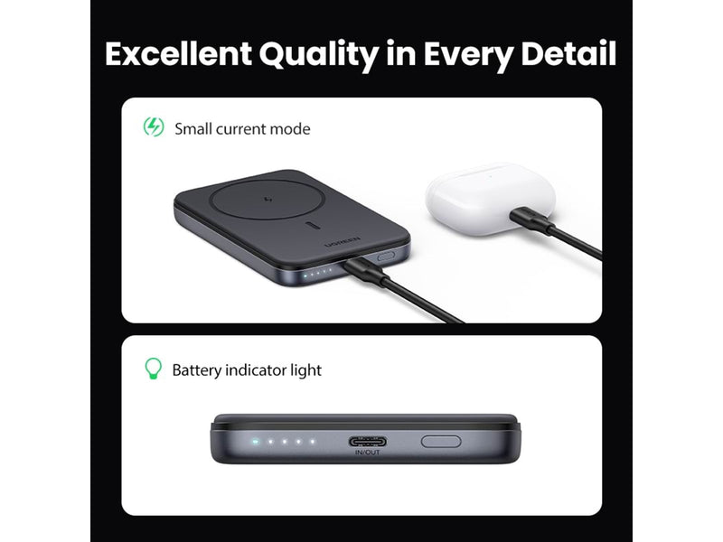 UGREEN 10000mah Magnetic Wireless Power Bank Space Grey - 10000 mAh