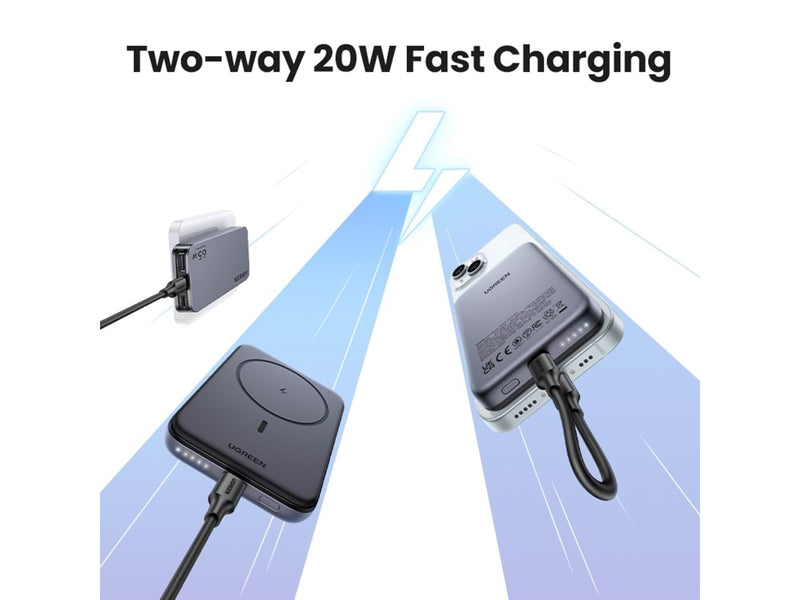 UGREEN 10000mah Magnetic Wireless Power Bank Space Grey - 10000 mAh