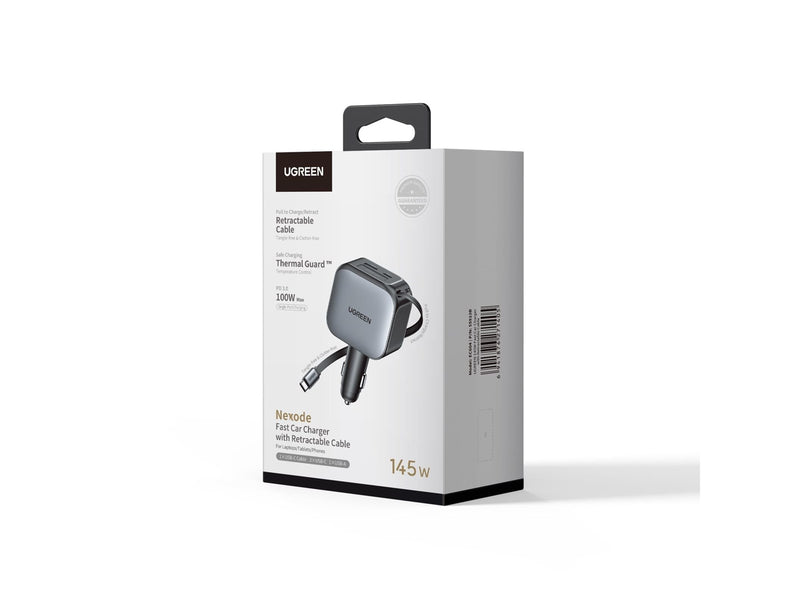 UGREEN 145 W Fast Car Charger with Retractable Cable