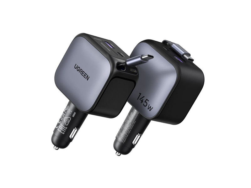 UGREEN 145 W Fast Car Charger with Retractable Cable