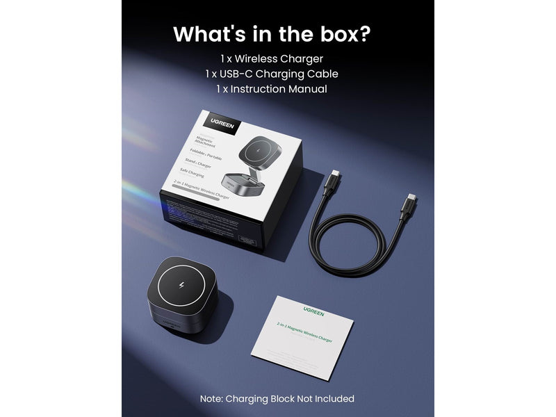UGREEN 2-in-1 Qi Magnetic Foldable Charging Station (No AC Adapter)