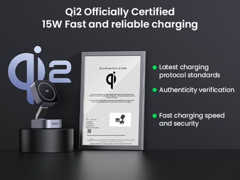 UGREEN 2-in-1 Qi2 Magnetic Foldable Charging Station (No AC Adapter)
