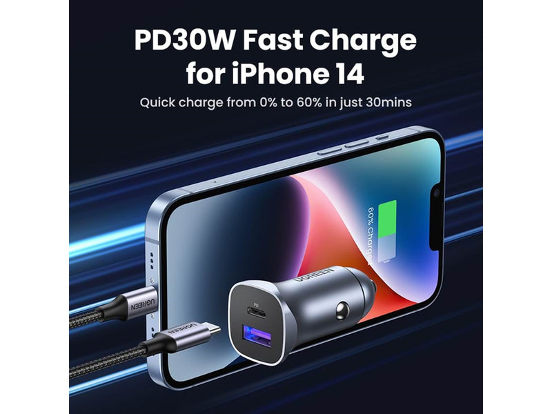 UGREEN 30w A+C Dual-Port Car Charger
