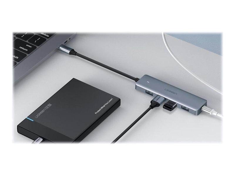 UGREEN 4-in-1 USB C Hub USB-Hubs - USB 3.2 - 4 - silber