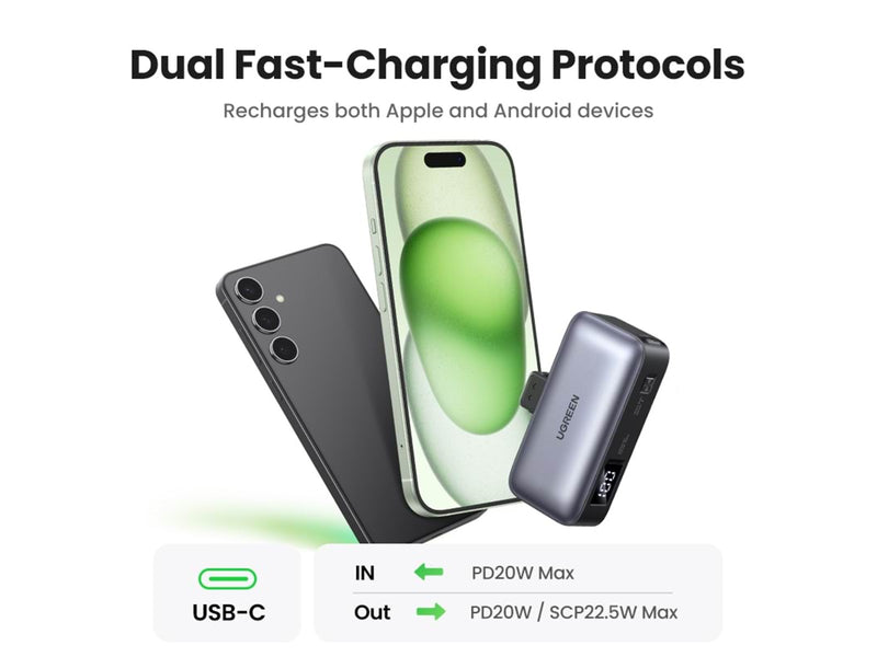 UGREEN 5000mah Power Bank With Built-In Usb-C Connector - 5000 Ah