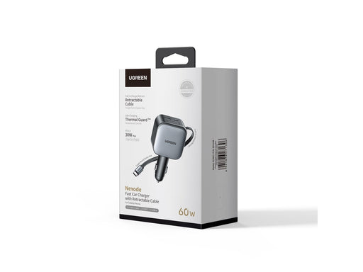 UGREEN 60 W Fast Car Charger with Retractable Cable