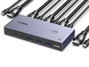 UGREEN 8K HDMI KVM Switch 4 USB 3.0 Ports (3 USB-A + 1 USB-C) 2 HDMI Cables 2 USB Cables and Controller