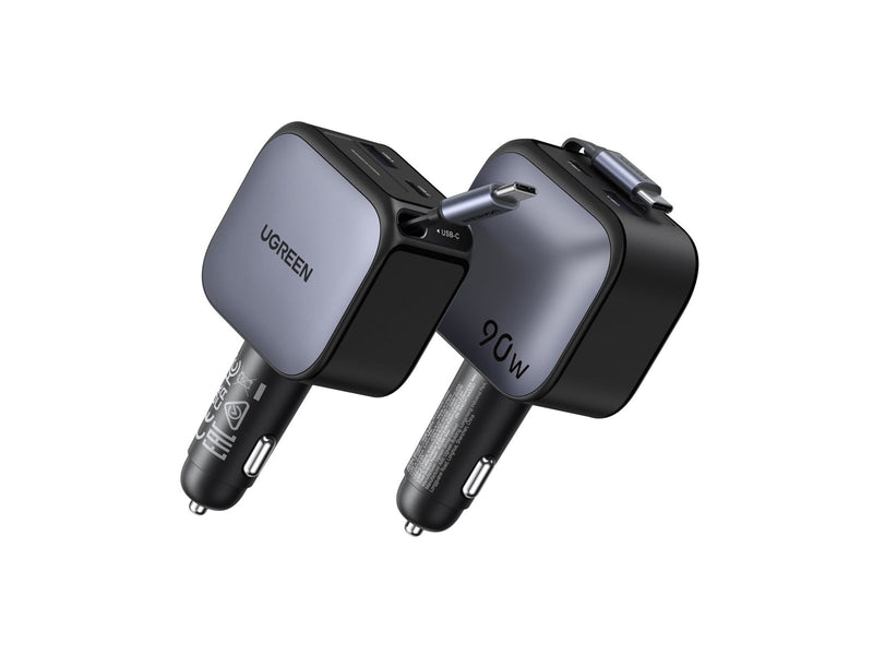 UGREEN 90 W Fast Car Charger with Retractable Cable