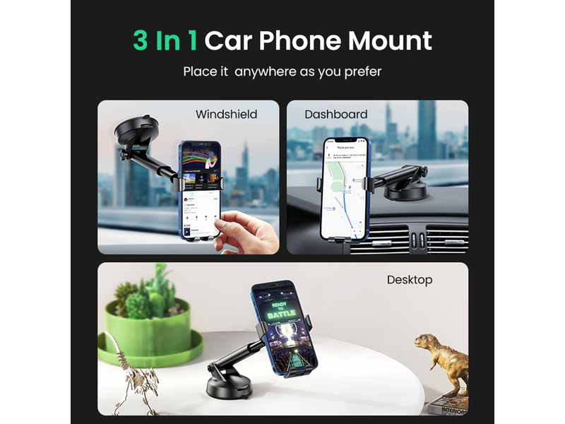 UGREEN Gravity Phone Holder with Suction Cup - Black
