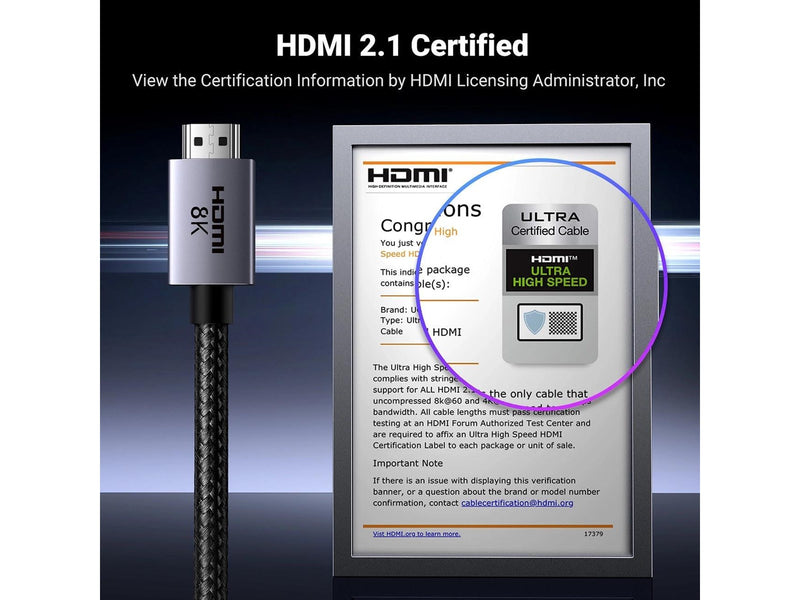 UGREEN HD171 25911 cable with HDMI 2.1 8K connectors certified 3 m - grey
