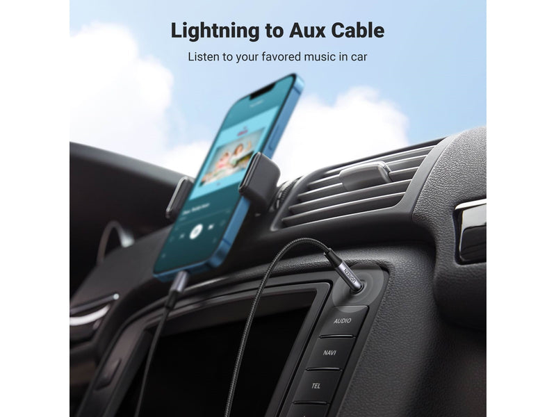 UGREEN Lightning To 3.5mm Aux Cable Aluminum Shell With Braided 1m (Black)
