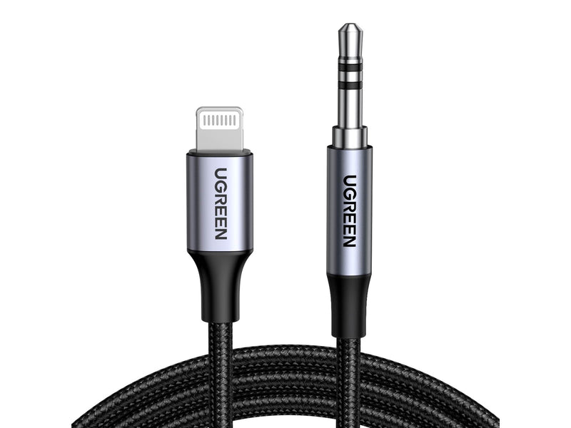 UGREEN Lightning To 3.5mm Aux Cable Aluminum Shell With Braided 1m (Black)