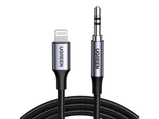 UGREEN Lightning To 3.5mm Aux Cable Aluminum Shell With Braided 1m (Black)