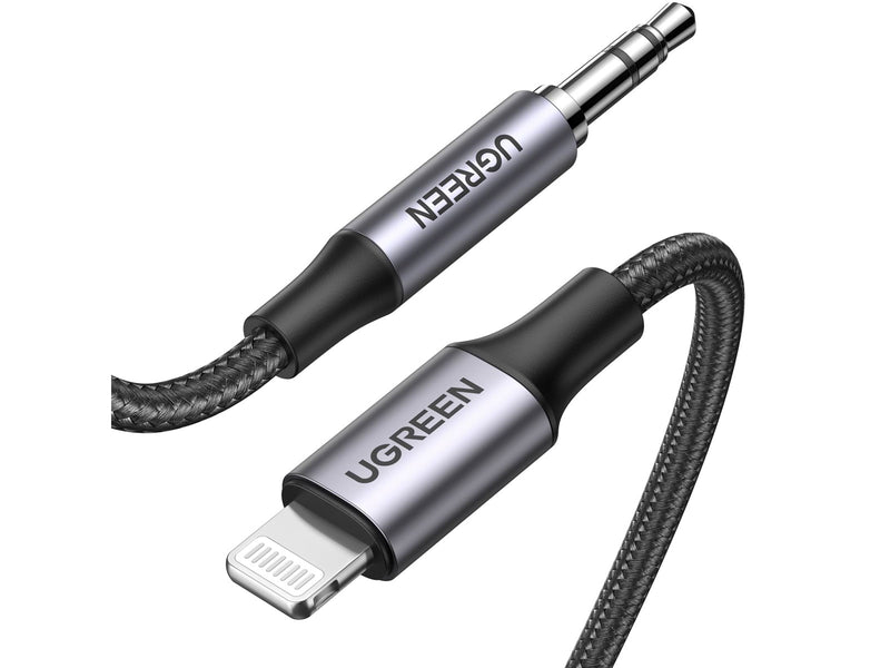 UGREEN Lightning To 3.5mm Aux Cable Aluminum Shell With Braided 1m (Black)