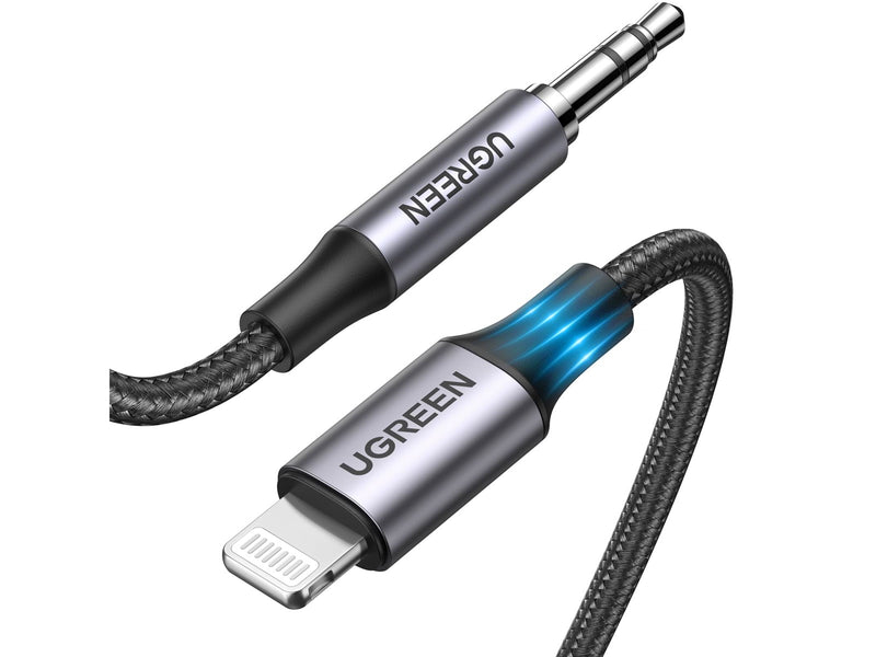 UGREEN Lightning To 3.5mm Aux Cable Aluminum Shell With Braided 1m (Black)