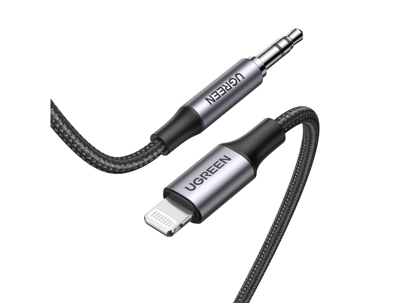 UGREEN Lightning To 3.5mm Aux Cable Aluminum Shell With Braided 1m (Black)