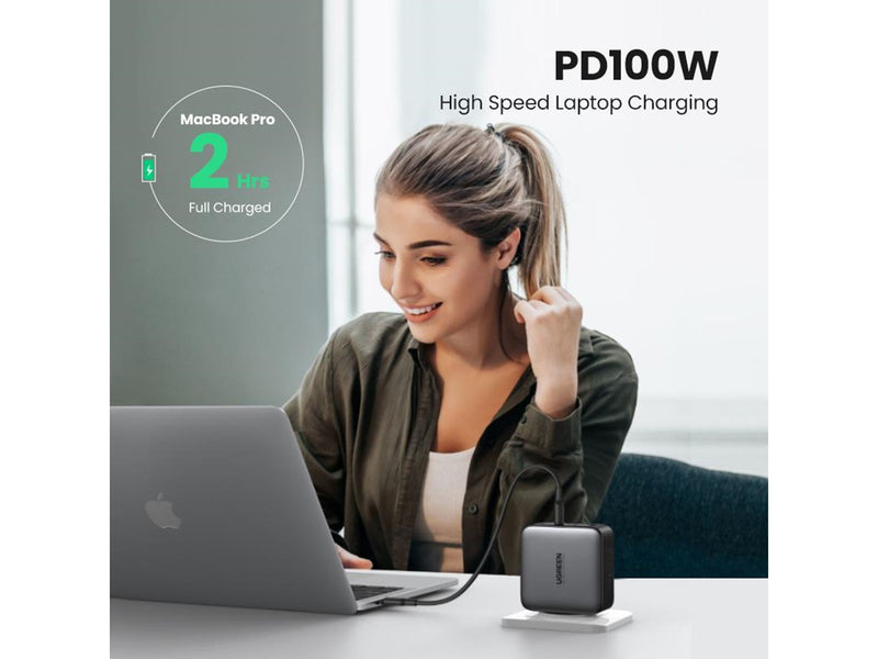 UGREEN Nexode GaN 100W Quad USB Charger - Black