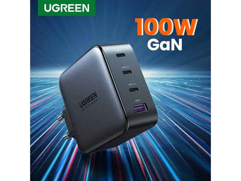 UGREEN Nexode GaN 100W Quad USB Charger - Black
