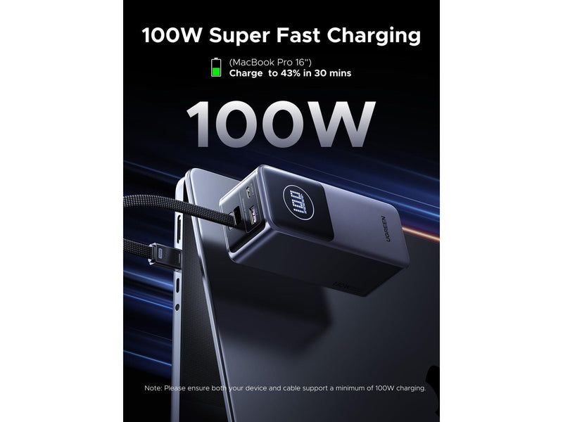 UGREEN Nexode Power Bank (20000mAh.130W 3 Ports Built-in Cable) - 20000 mAh