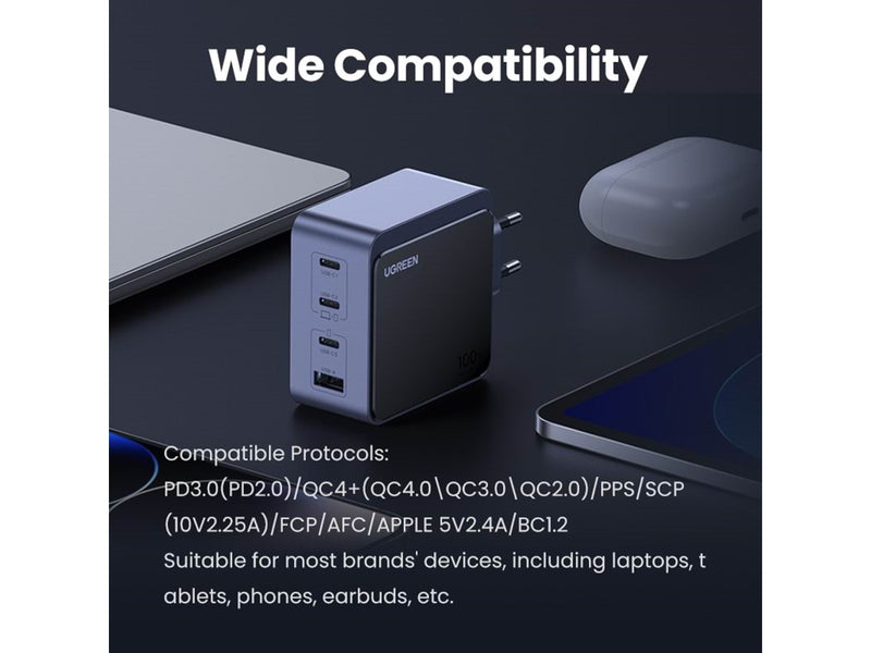 UGREEN Nexode S 100W 4-Port GaN PD Fast Charger (USB-A + 3x USB-C)