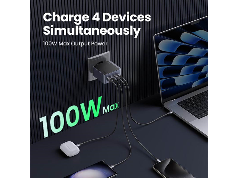 UGREEN Nexode S 100W 4-Port GaN PD Fast Charger (USB-A + 3x USB-C)