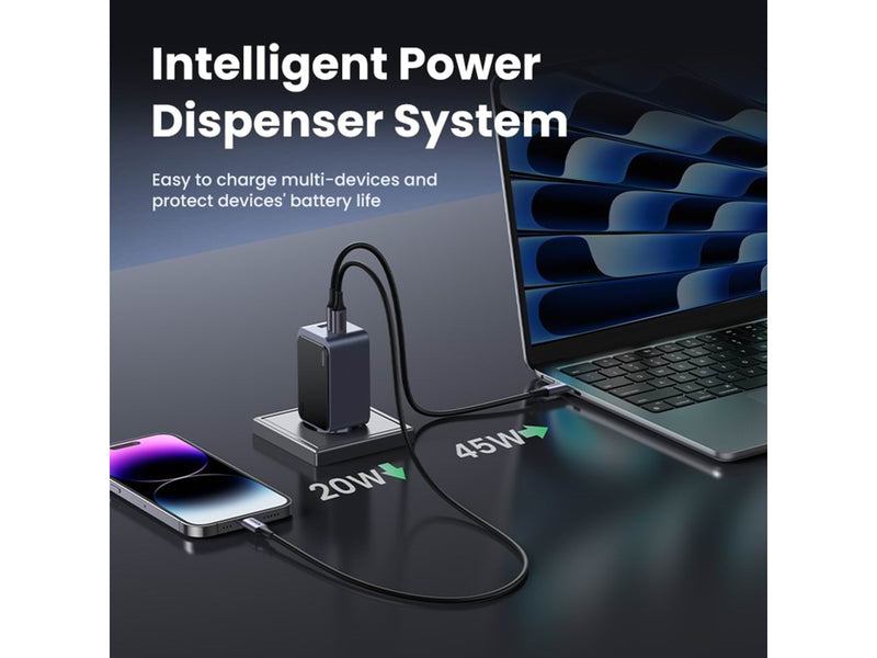 UGREEN Nexode S 65W 3-Port GaN PD Fast Charger (USB-A + 2x USB-C)