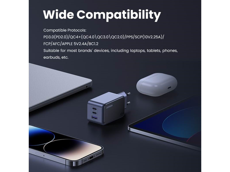UGREEN Nexode S 65W 3-Port GaN PD Fast Charger (USB-A + 2x USB-C)