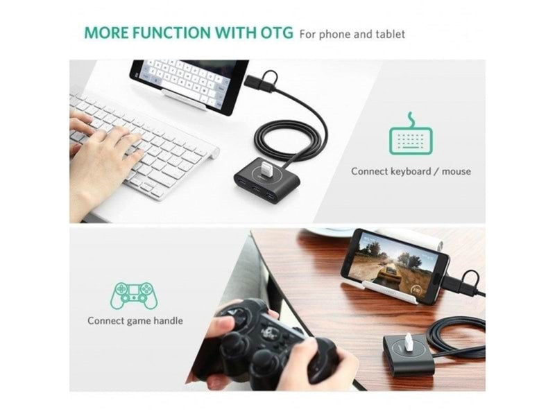 UGREEN USB 3.0 Hub with USB-A & USB-C Port USB-Hubs - USB 3.0 - 4 - Schwarz