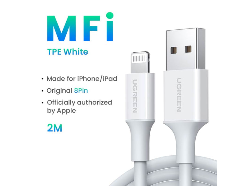 UGREEN USB-A <-> Lightning - 2m - Weiß