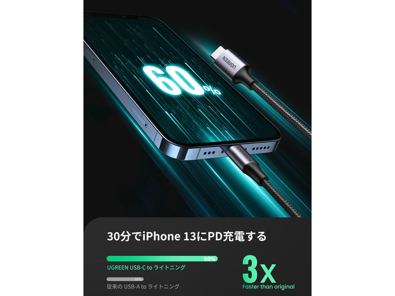 UGREEN USB-C <-> Lightning - 1m - Schwarz