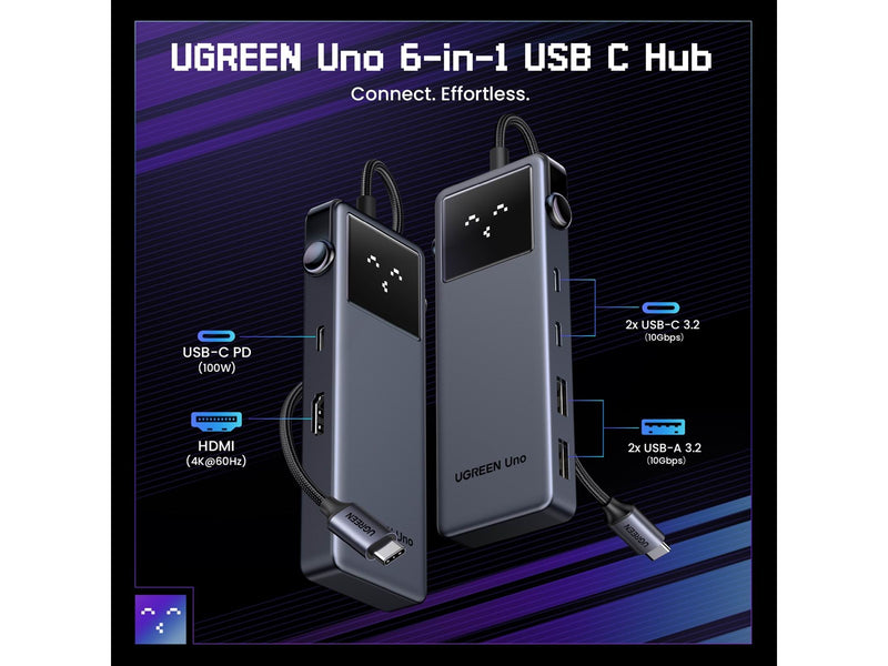 UGREEN Uno 6-In-1 Usb-C Hub USB-Hubs - 6 - Grau