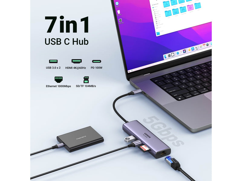 UGREEN Usb-C Multifunction Adapter With Ethernet Interface USB-Hubs - 7 - silber
