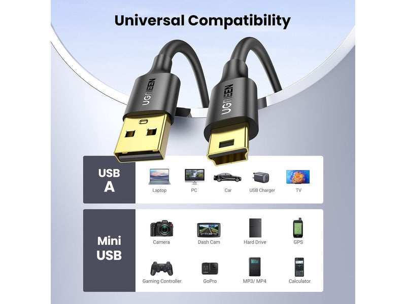 UGREEN kabel USB - mini USB 480 Mbps 3 m US132 (cz