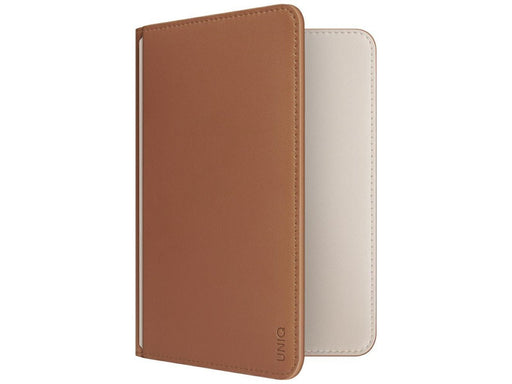 UNIQ Belmont Passport Case with Apple Find My RFID Lock Caramel Beige