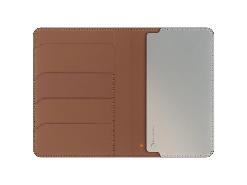 UNIQ Belmont Passport Case with Apple Find My RFID Lock Caramel Beige
