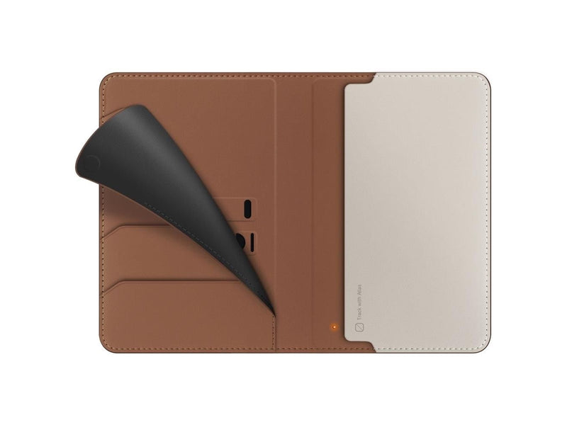UNIQ Belmont Passport Case with Apple Find My RFID Lock Caramel Beige