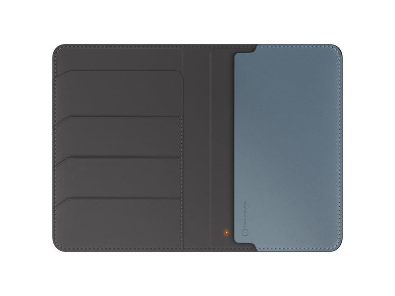 UNIQ Belmont Passport Case with Apple Find My RFID Lock Gray Blue