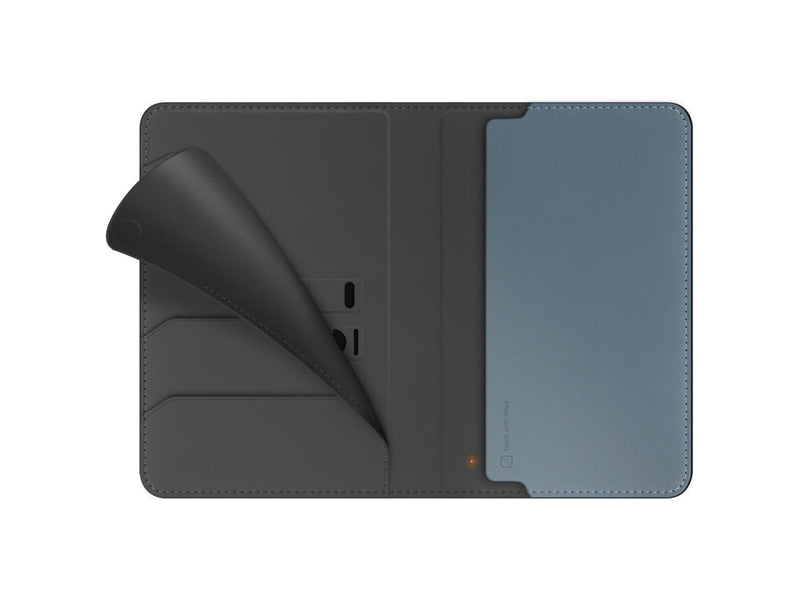 UNIQ Belmont Passport Case with Apple Find My RFID Lock Gray Blue