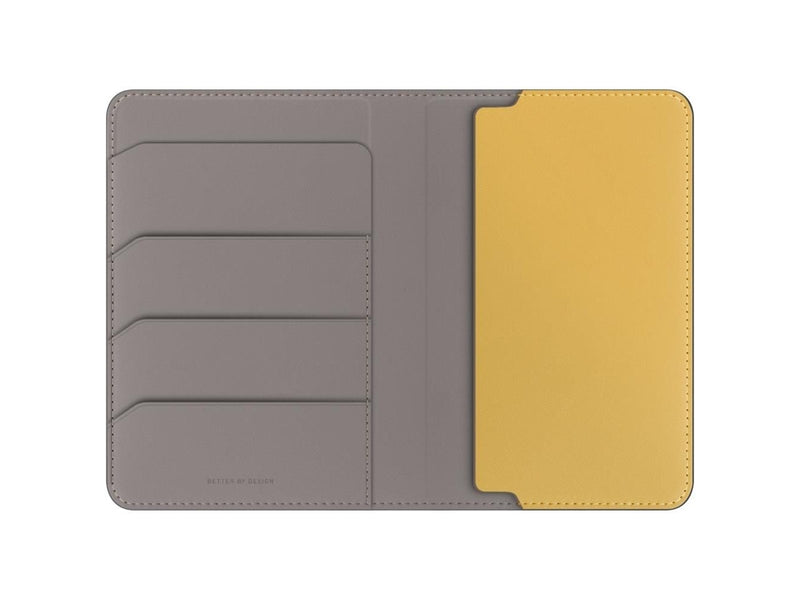 UNIQ Belmont Passport Case with RFID Lock - Grey/Yellow