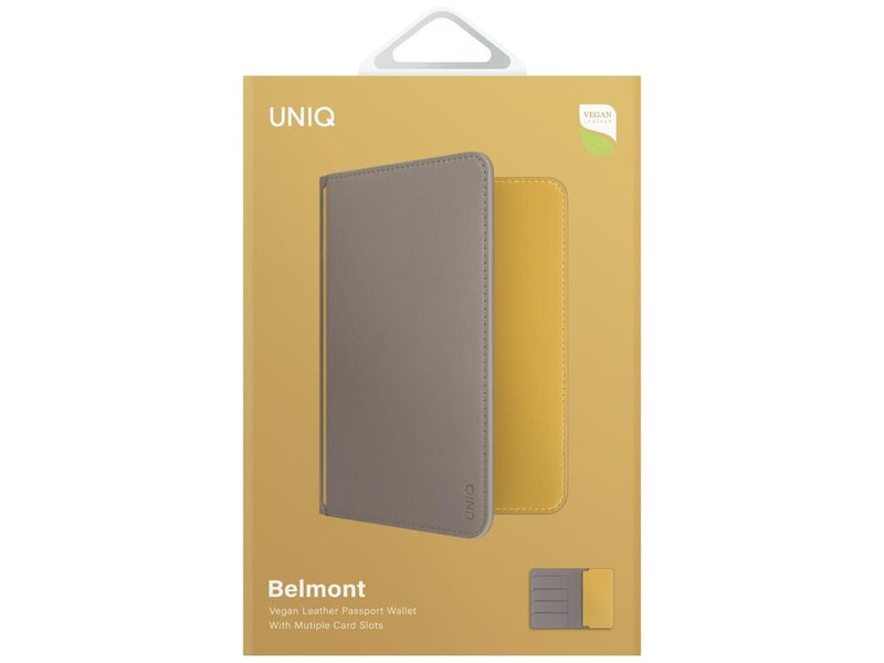 UNIQ Belmont Passport Case with RFID Lock - Grey/Yellow