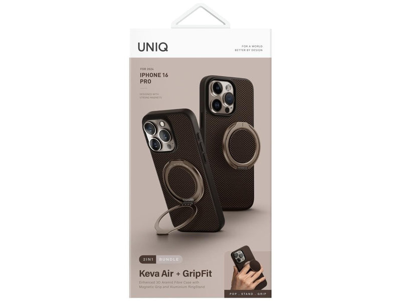 UNIQ Keva Air Magclick Charging GripFit Case for iPhone 16 Pro - Brown