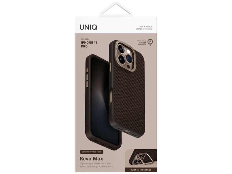 UNIQ Keva Max Magclick Charging Camera Stand Case for iPhone 16 Pro - Brown
