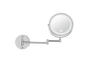 UNIQ LED Wall-Mounted Cosmetic Mirror with Articulating Arm and 5x Magnification