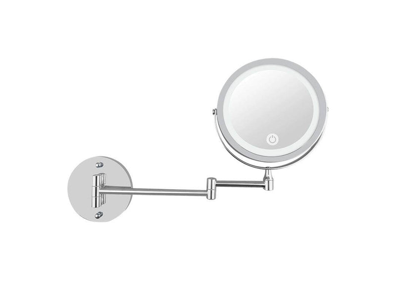 UNIQ LED Wall-Mounted Cosmetic Mirror with Articulating Arm and 5x Magnification