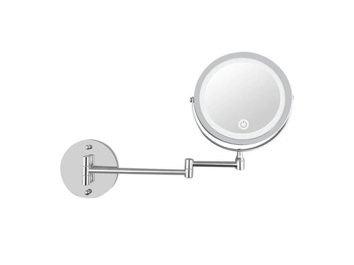 UNIQ LED Wall-Mounted Cosmetic Mirror with Articulating Arm and 5x Magnification